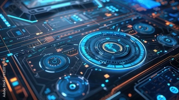 Fototapeta Futuristic Interface: A Global Network