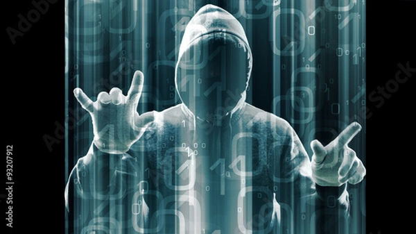 Fototapeta Cyber crime in network, spy stealing important data