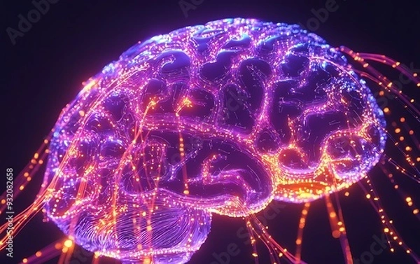 Fototapeta Human Brain Isolated On Black Background