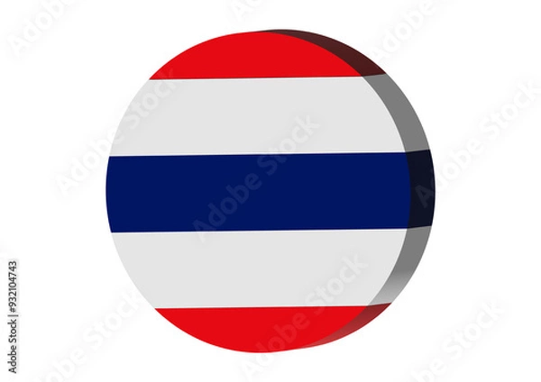 Fototapeta Thailand Flag Circular Round Shaped 3D in white background