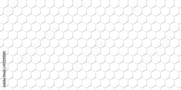 Fototapeta Abstract white background with seamless hexagonal pattern texture. geometric pattern with hexagon vector Illustration. floral concept art with interior decoration wall and floor.	