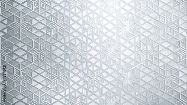Obraz White Geometric Snowflake Pattern, Abstract, 3D, Geometric, Pattern, Snowflake