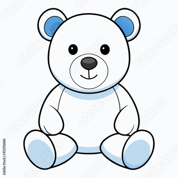 Fototapeta 2D Teddy Bear in a Seated Pose on a White Background