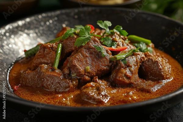 Fototapeta Authentic Beef Rendang with Aromatic Spices and Coconut Milk