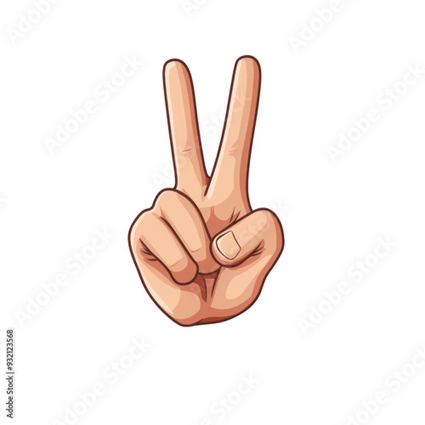 Fototapeta A hand gesture displaying the peace sign, symbolizing harmony and positivity in a vibrant, artistic style. transparent background