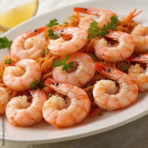 Fototapeta healthy seafood fried or cooked Shrimps