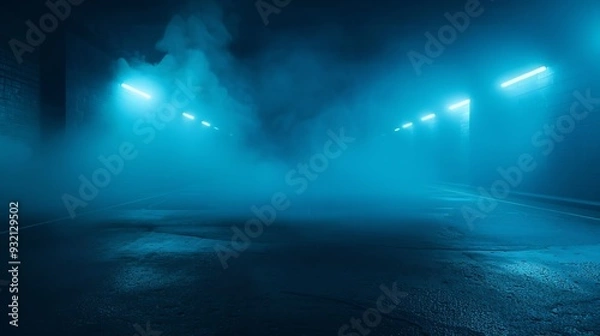 Fototapeta Neon Glow in a Foggy Tunnel