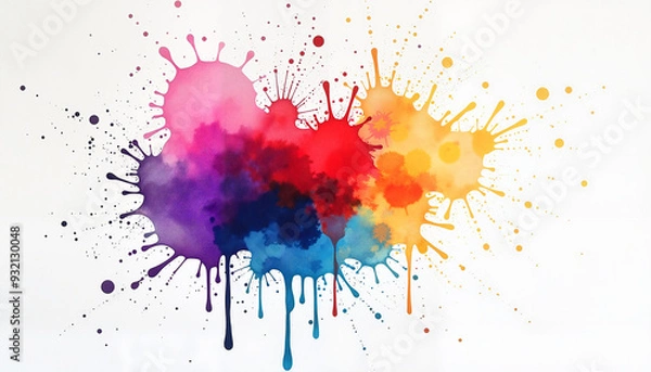 Fototapeta Vibrant watercolor splatter in rainbow colors representing creativity with copy space
