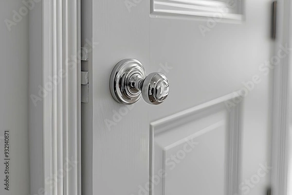 Fototapeta A close up of a door handle on a door