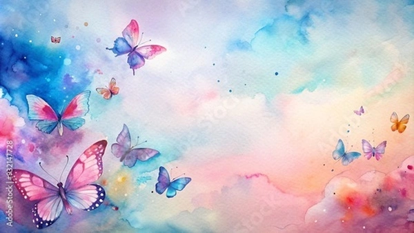 Fototapeta Dreamy Watercolor Butterflies in a Spectrum of Colors