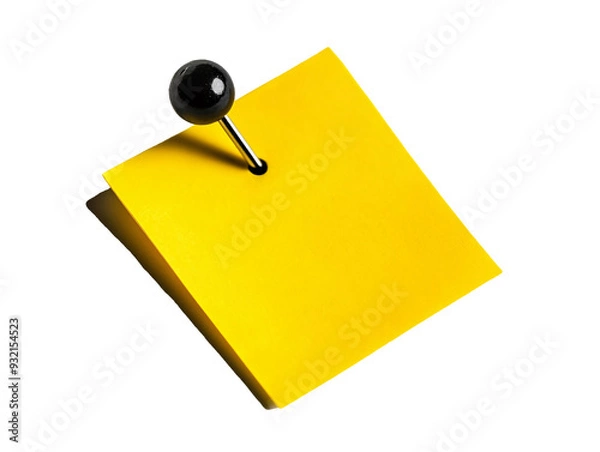 Fototapeta a yellow post-it note with a black push pin