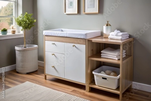 Fototapeta A modern take on diaper changing, blending style and function. Sleek, efficient designs create a seamless experience for parents and babies alike.
