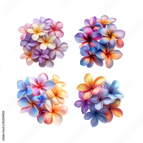 Fototapeta The image could be named: Colorful Tropical Flowers and Blossoms in a Vibrant Floral Design