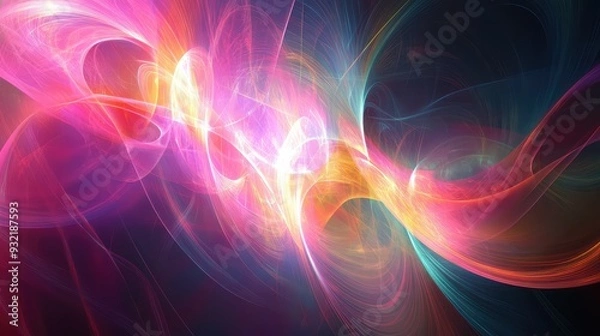 Obraz Abstract digital image of quantum interference with overlapping shadows and light waves creating a mesmerizing, complex design.