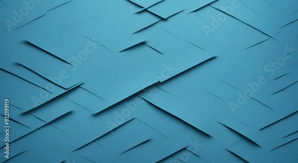 Fototapeta Blue Geometric Abstract Background With Layered Paper Texture
