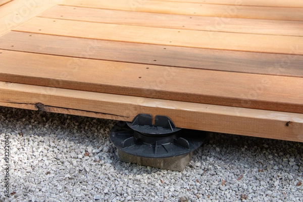 Obraz Adjustable wood deck footings, decking support for level timber