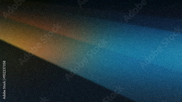 Fototapeta A grainy 4K gradient background with smooth transitions between deep blue, orange, and dark green hues, creating a rich, abstract blur effect perfect for wallpapers and banners