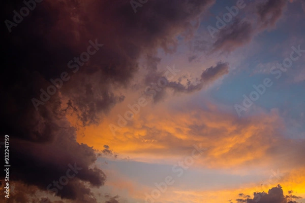 Fototapeta dramatic colorful sunset sky background