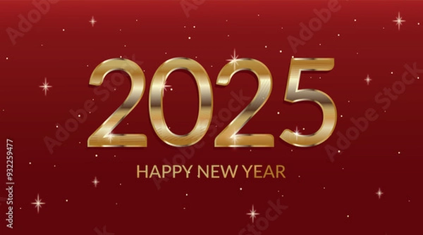 Obraz Happy new year 2025 design gold and red
