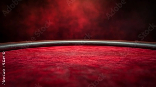 Obraz Poker and casino table close-up side view with red felt. Copy space.