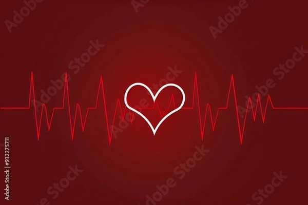 Fototapeta A stylized heart symbol overlaid on an electrocardiogram background.