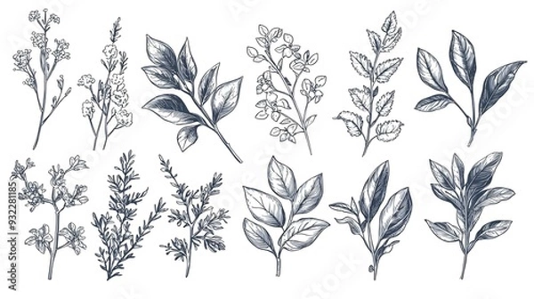 Obraz Vector hand-drawn herbs and spices set