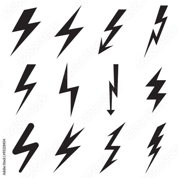 Fototapeta Set of lightning icons. Vector illustration