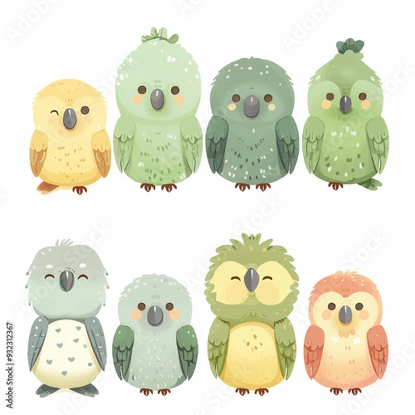 Fototapeta Vector Kakapo simple and minimalis