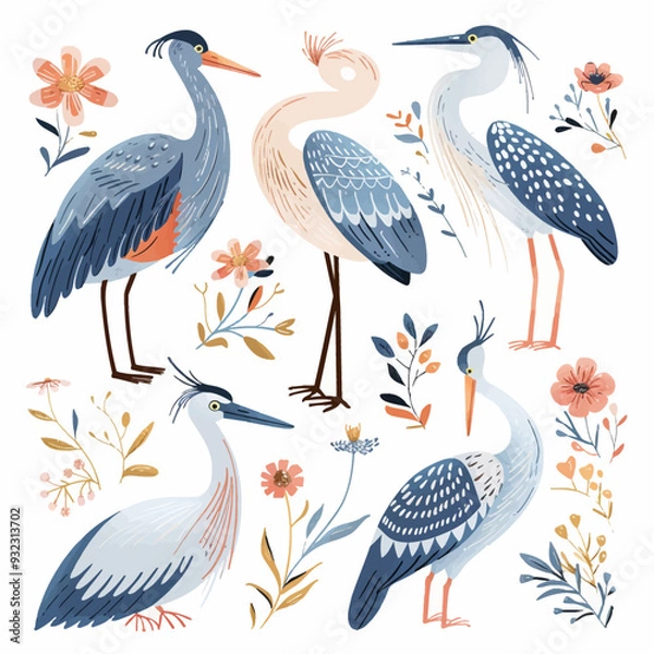 Fototapeta Vector Heron simple and minimalist