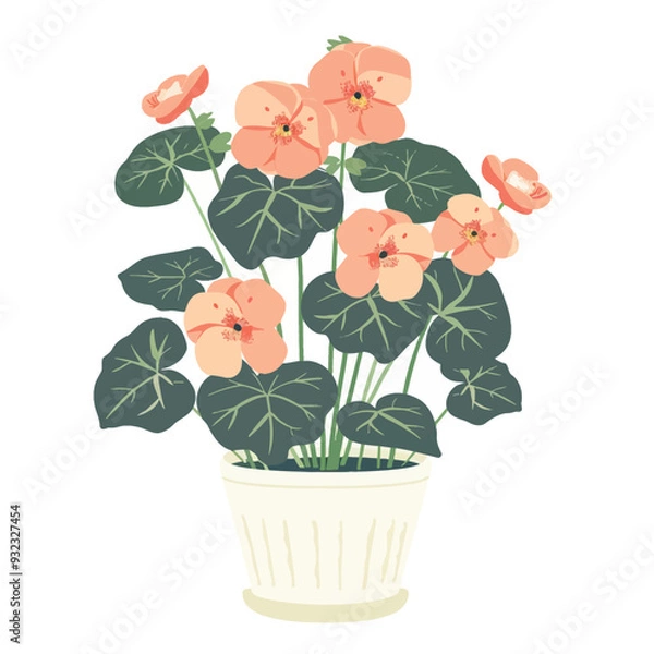 Fototapeta Vector Begonia in vase simple and