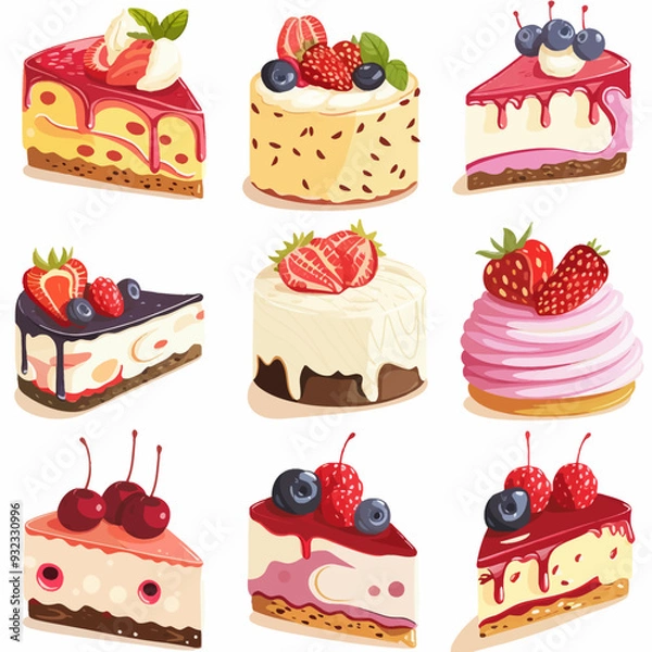 Fototapeta Vector Cheesecake simple and minim
