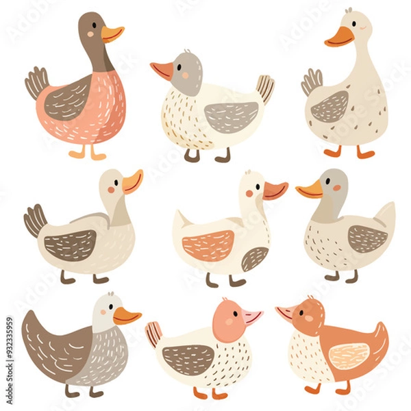 Fototapeta Vector Peking Duck simple and mini