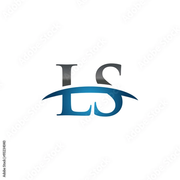 Fototapeta LS initial company swoosh logo blue