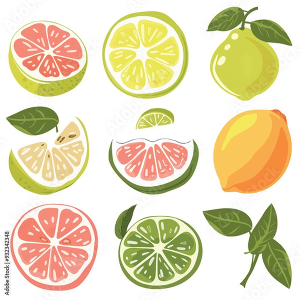 Fototapeta Vector Pomelo simple and minimalis