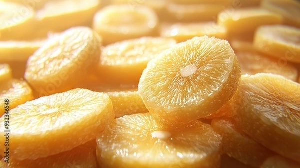 Fototapeta   Oranges neatly arranged on cutting board with slices visible