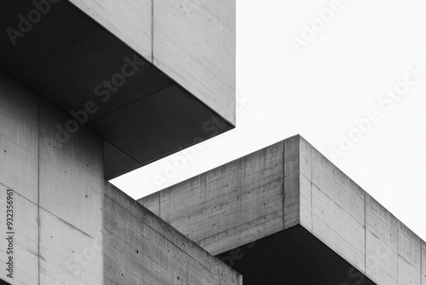 Obraz This composition highlights dramatic concrete facades with strong geometric lines, emphasizing the beauty of brutalist design in a stark urban setting