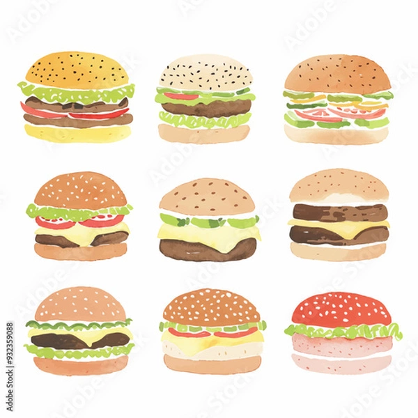 Fototapeta Vector Cheeseburger simple and min