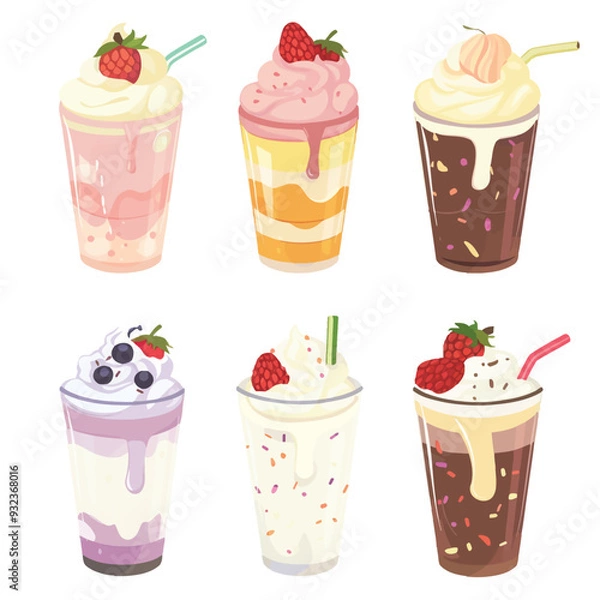 Fototapeta Vector Milkshake simple and minima