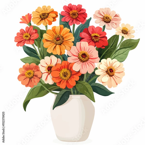 Fototapeta Vector Zinnia in vase simple and m