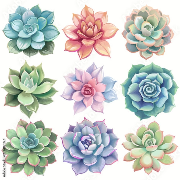 Obraz Vector Echeveria simple and minima