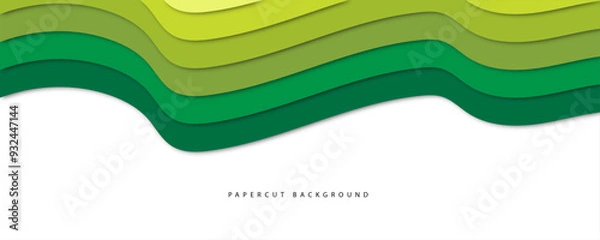 Fototapeta Papercut green background. Suitable for graphic design materials.
