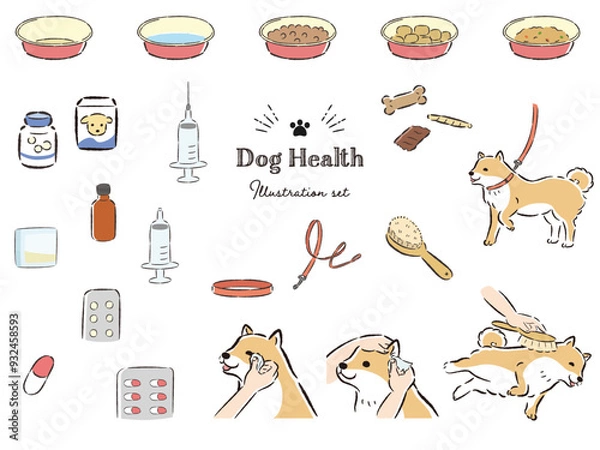 Obraz 犬の健康関連のイラストセット