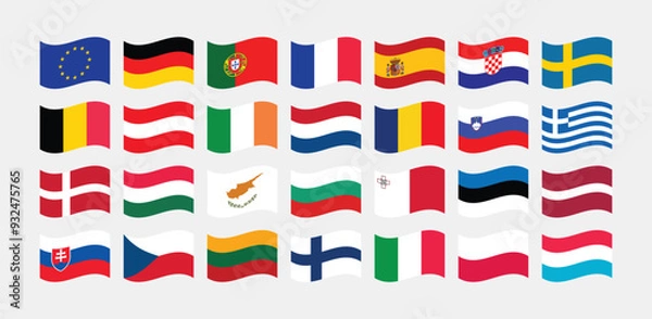 Obraz National Flag of All European Union countries. Set of European Union country Flag.
