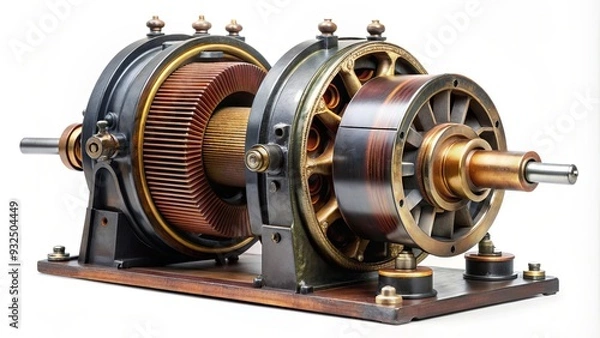 Obraz Three-phase flywheel dynamo from 1910 , electricity, technology, vintage, machine, industrial