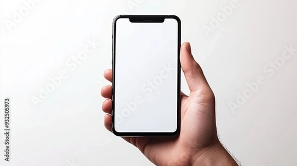 Fototapeta Man handling smartphone clear display edgeless mockup