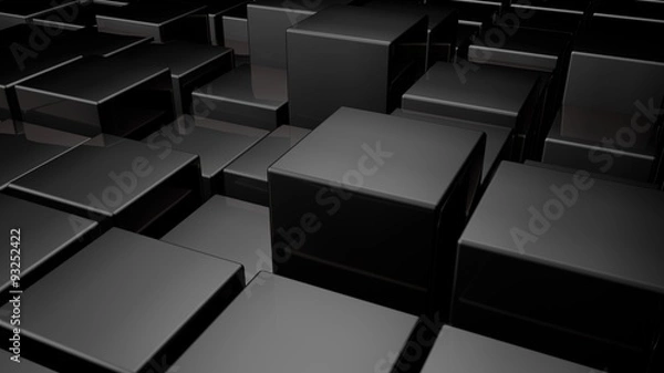 Fototapeta 3d glossy black plastic cubes field background