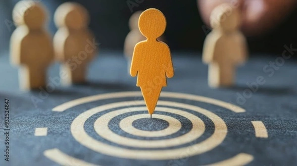Fototapeta Target customer, buyer persona, customer behavior, personalization marketing, customer centric, recruitment, human resource management, personal development concept. Marketing plan and strategy