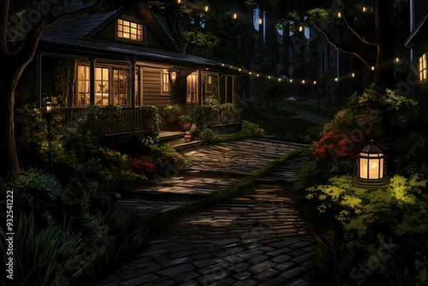 Fototapeta yard at night