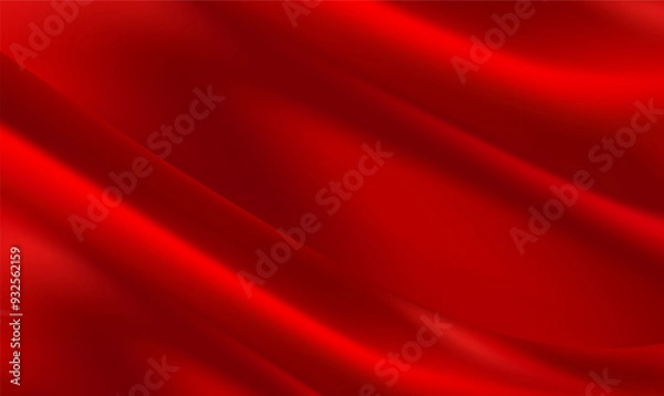 Fototapeta Elegant Red silk satin background. Beautiful soft folds. Shiny fabric luxury background. Curtain, drapery. Red luxury silk cloth or satin texture. Christmas, New Year, Valentine, Celebration. Vector.