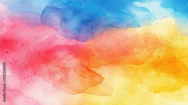 Fototapeta Abstract Watercolor Background with Blue  Pink  Orange and Yellow Colors